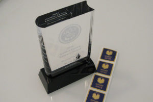 One of author Lee Winter's Goldie awards