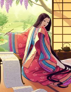 Artist Tami Wicinas’s impression of author and poet Murasaki Shikibu.